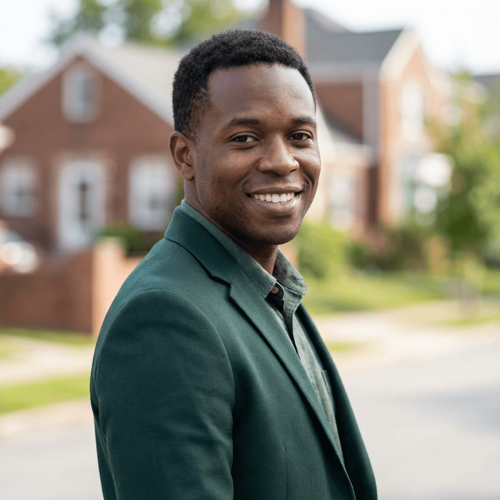 David Okafor in a home office